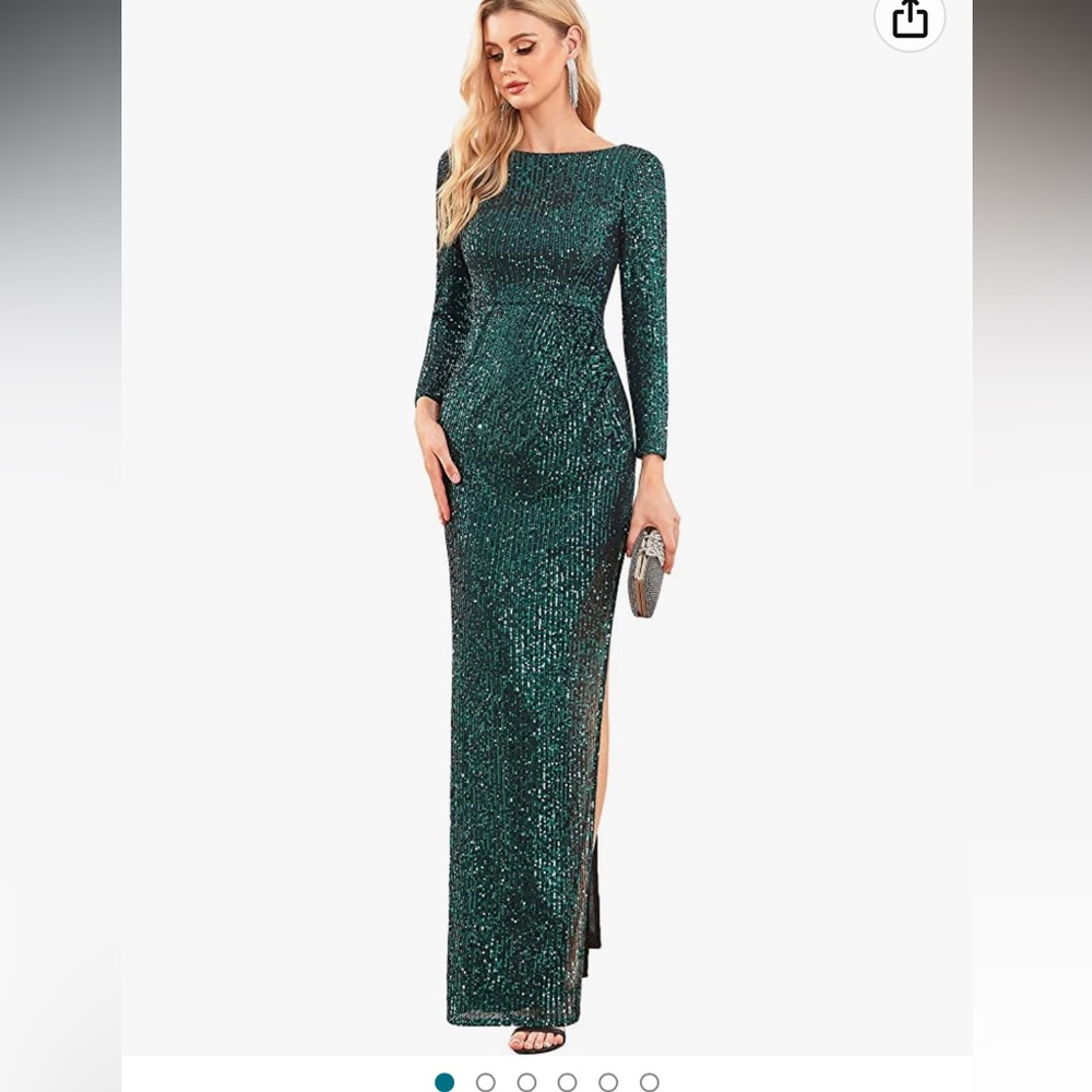 EVER PRETTY Green Sequin Long Sleeve Dress (small)